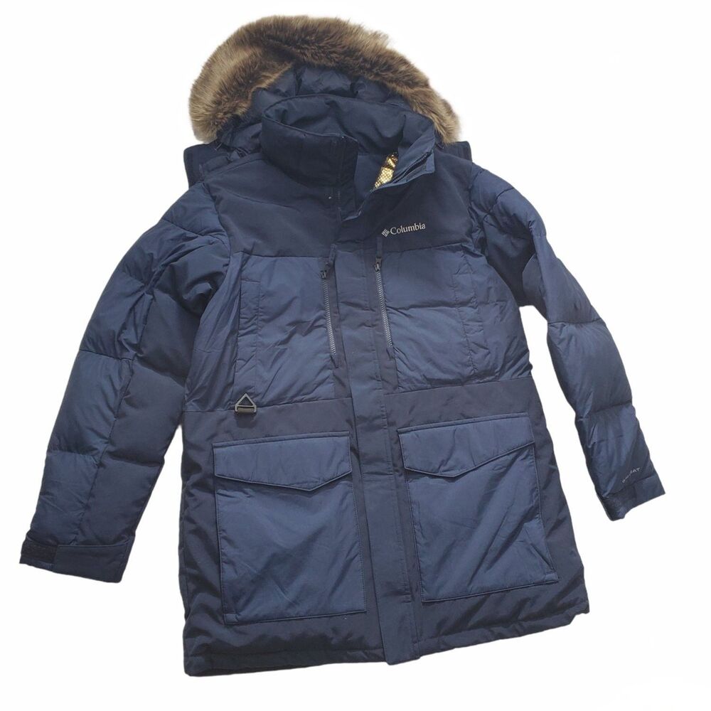 Columbia Jacket Omni-Heat Mens M Blue Full Zip Infinity Hooded Insulated